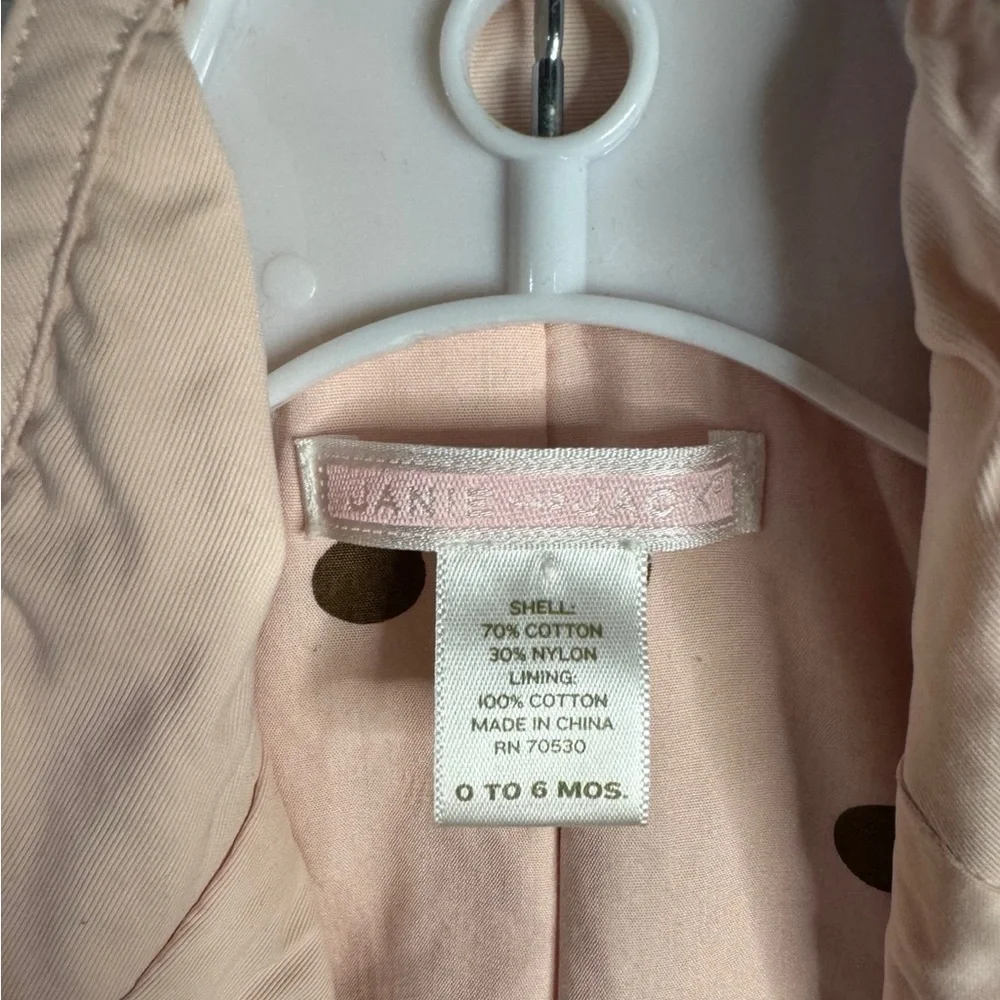 Janie and Jack Light Pink Double-Breasted Raincoat Size 0-6M Good Condition